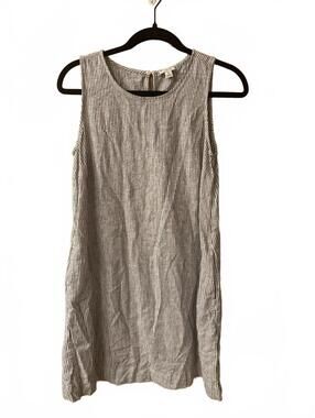 Sleeveless Black and White Striped Shift Dress